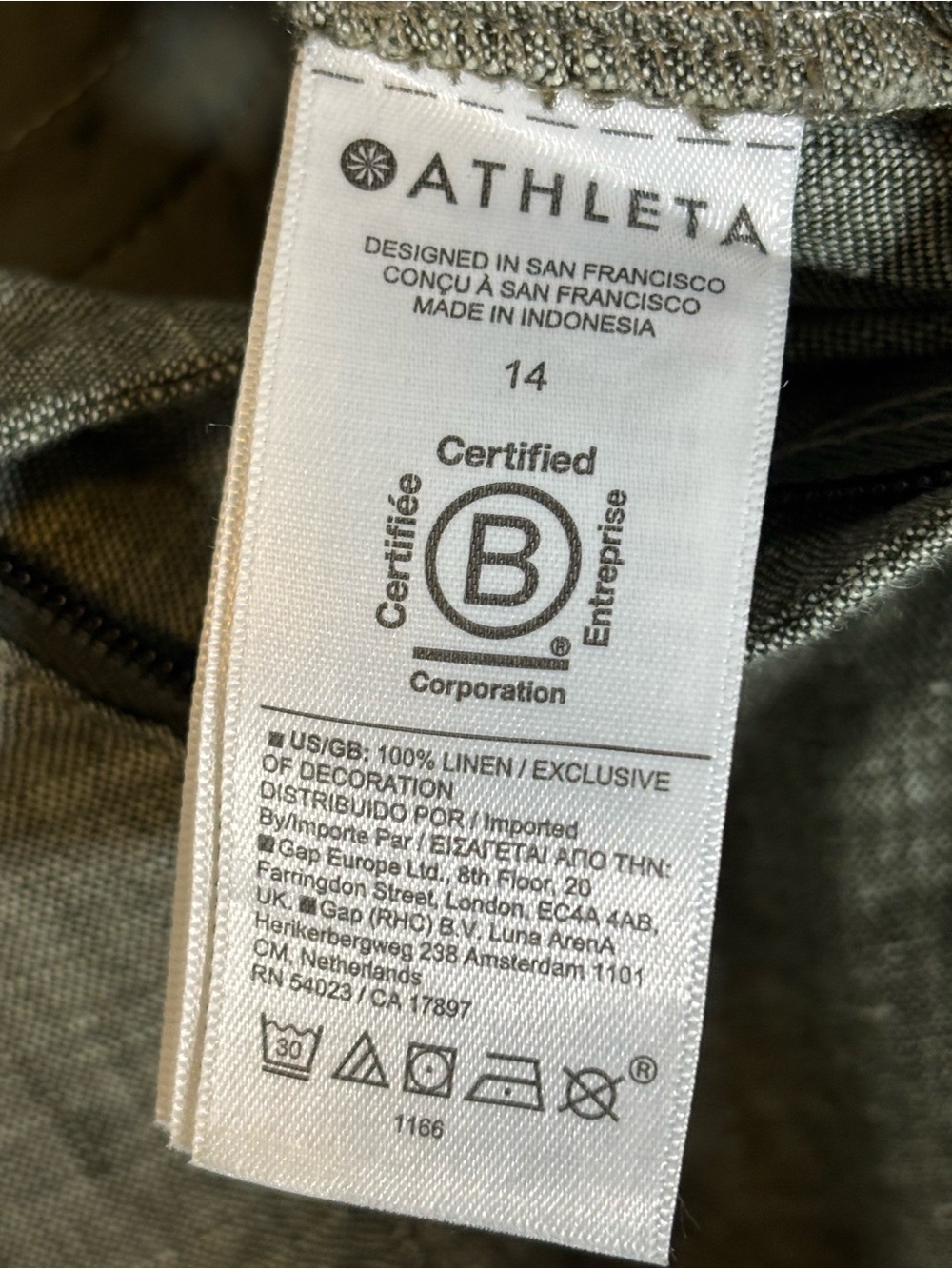 Athleta Voyager Cropped Lightweight Linen Trousers-Aspen Olive Green-Women 14 - Picture 7 of 7